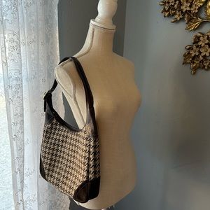 Authentic Coach Houndstooth Wool Suede Tweed Shoulder Bag! EUC! Style #10279